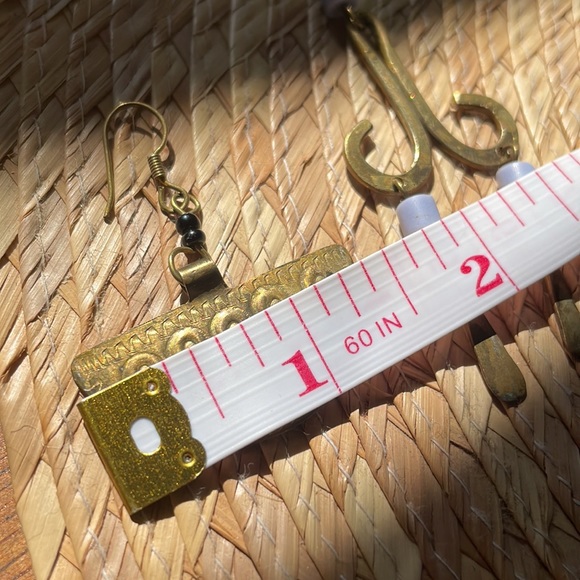 🔥 3 FOR $20 🔥 Unique, mix-matched brass earrings with bead accents - Picture 5 of 8